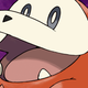 A weird, orange lizard creature is smiling at the viewer.